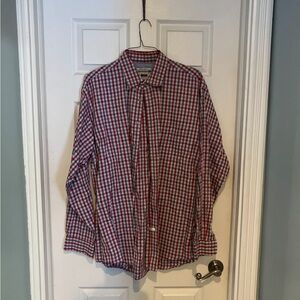 Joseph Abboud Red and Blue Plaid Dress Shirt